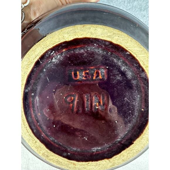 Vintage Brown USA Made 9in Mixing Bowl Pottery Stoneware Cottagecore MCM Decor - Picture 5 of 8